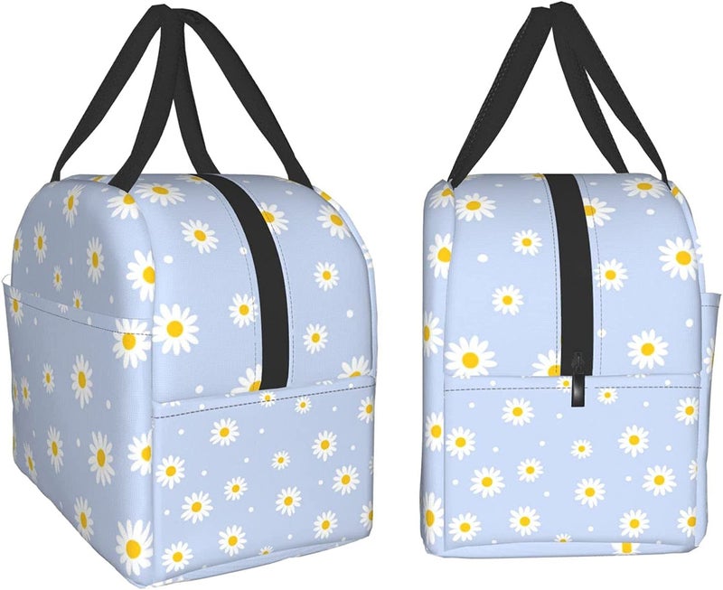 carati Insulated Lunch Bag for Women, Cooler Tote Reusable Lunch Box Container For Work Office Travel Picnic Floral Daisy Purple Flower - Image 4